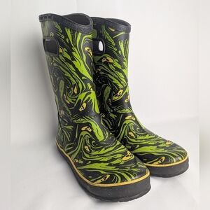 BOGS Rainboots Youth Size 6 Or Women Size 8 Waterproof Spooky Faces Pattern
